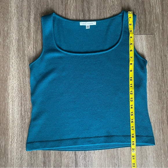 St. John Collection Santana Knit Teal Blue Shell Tank Wool Rayon Silk Sleeveless - Picture 10 of 15
